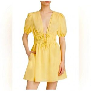 BNWT WAYF Yellow Cotton Mini Dress in Yellow Size XS